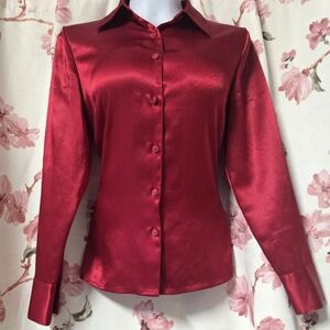 Karen Scott Vibrant Red Satin Blouse